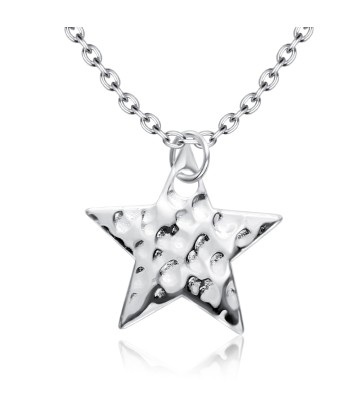 Star Flat Stencil Shaped Silver Necklace SPE-5264